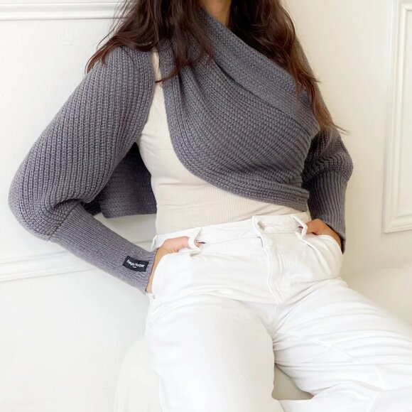 Freya Harper Scarf with Sleeves - Dark Grey - One Size Fits Most - Picture 5 of 5